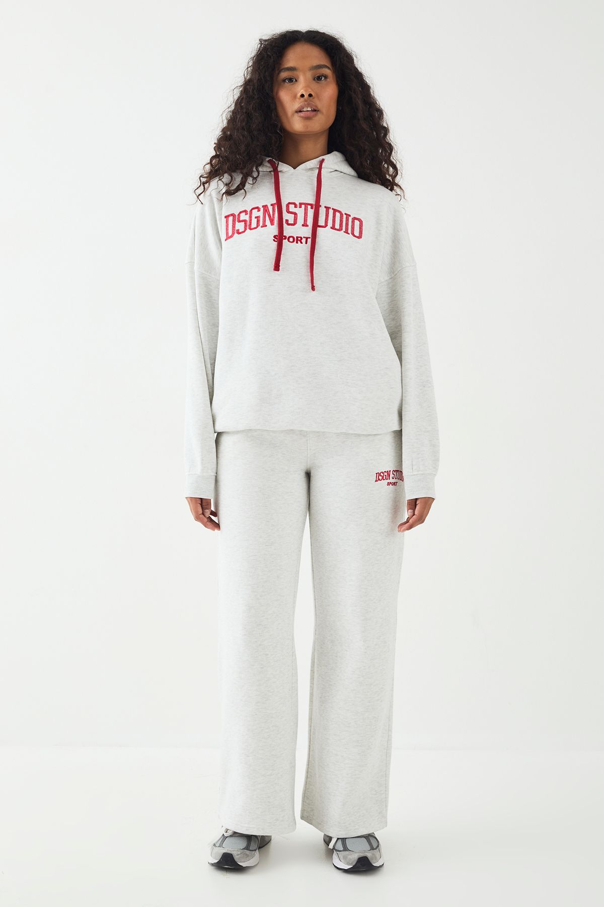 DSGN Studio DSGN Studio Embroidered Oversized Hoodie Ash Grey image 5
