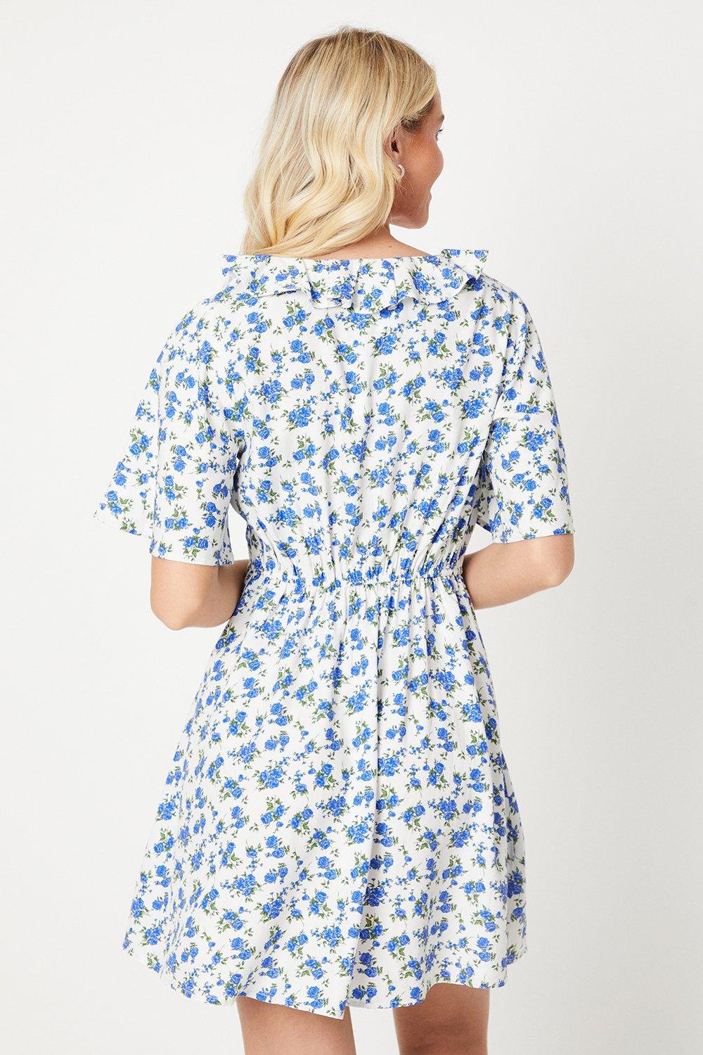 Dorothy Perkins Ivory Ditsy Flutter Sleeve Frill Mini Dress Ivory image 3