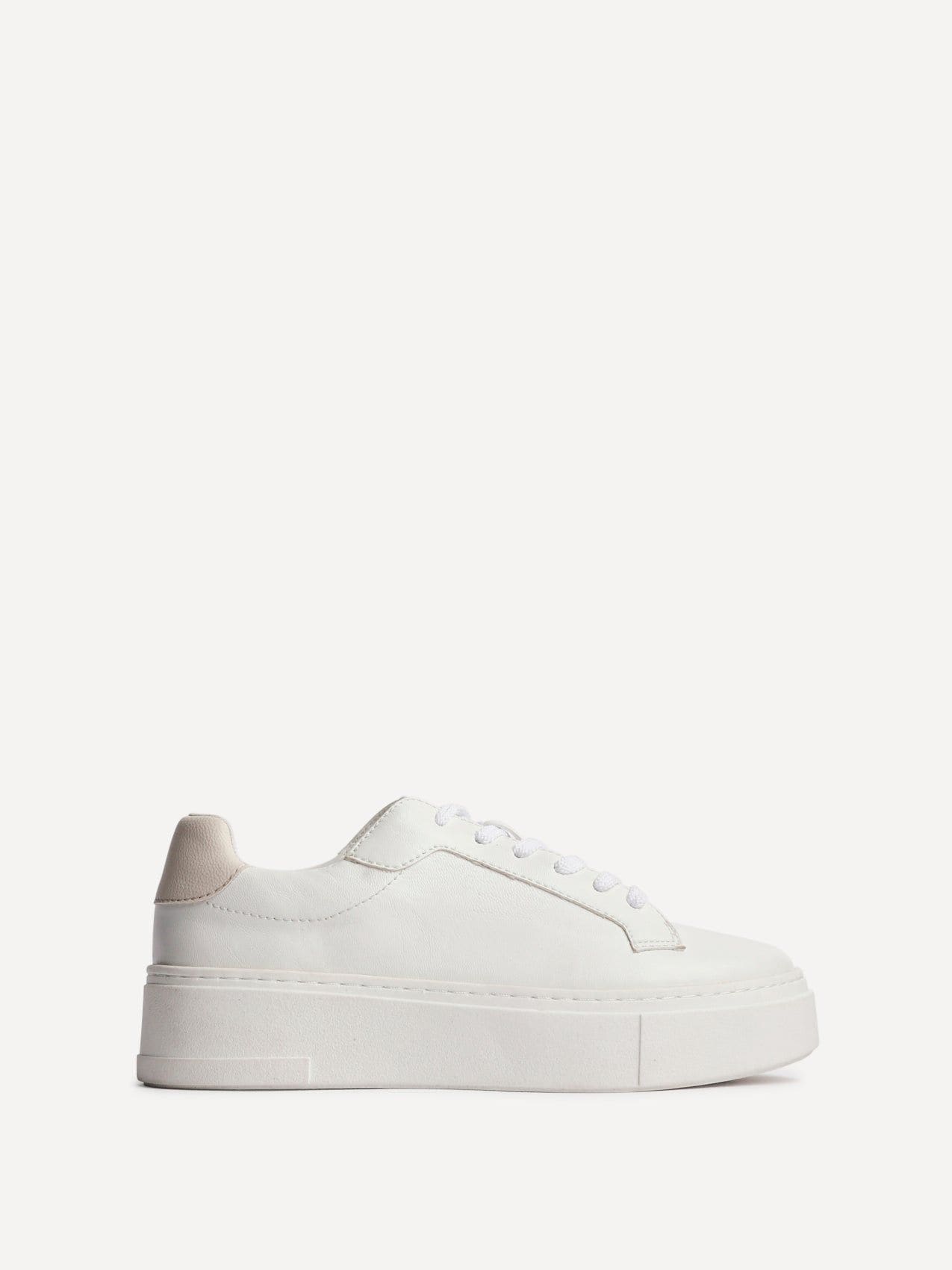 Linzi Jersey White Faux Leather Lace Up Flatform Trainers image 1