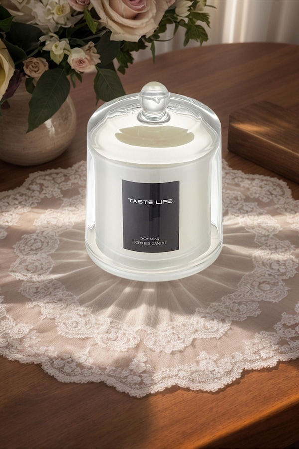 SHEONLY Soy Wax Scented Candle with Bell Shaped Glass Cup, Daytime Brewed Tea