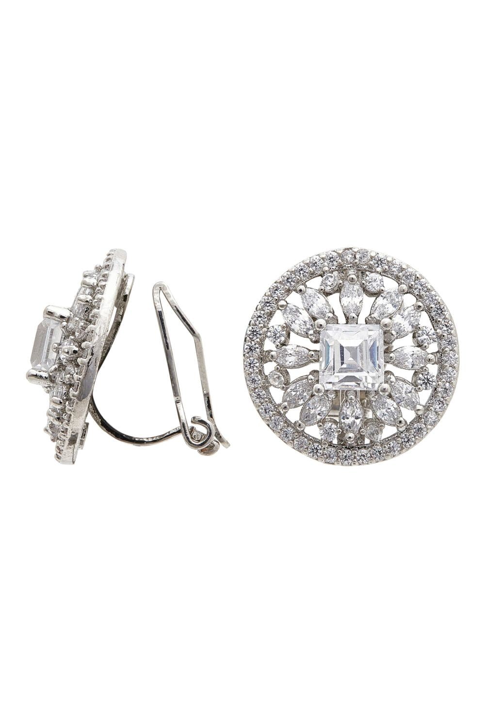 Jon Richard Cubic Zirconia Floral Stud Earrings image 1