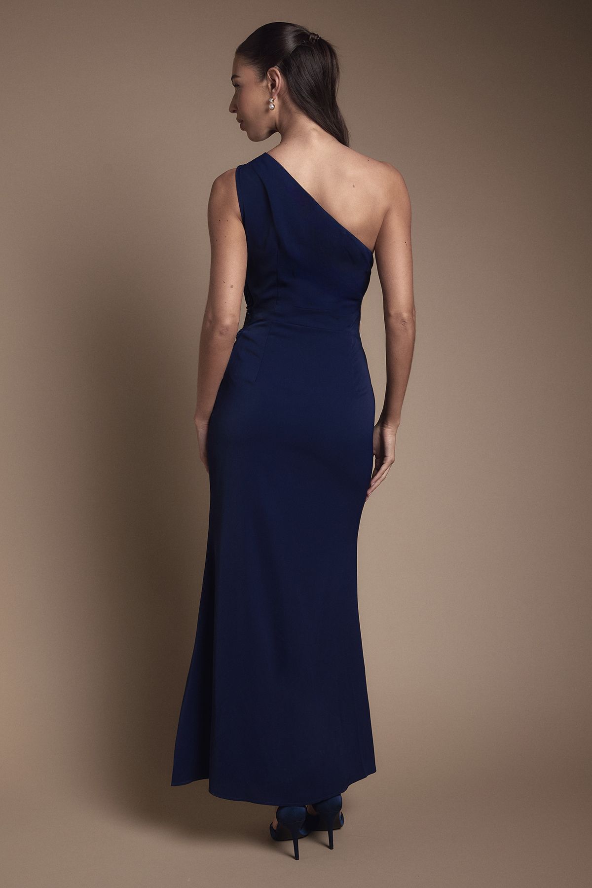 Coast One Shoulder Sash Waist Maxi Bridesmaid Dress Navy image 3