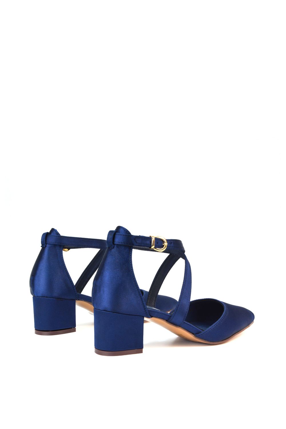 XY London 'Cynthia' Pointed Toe Ankle Strap Mid Block Heel Court Shoes image 6