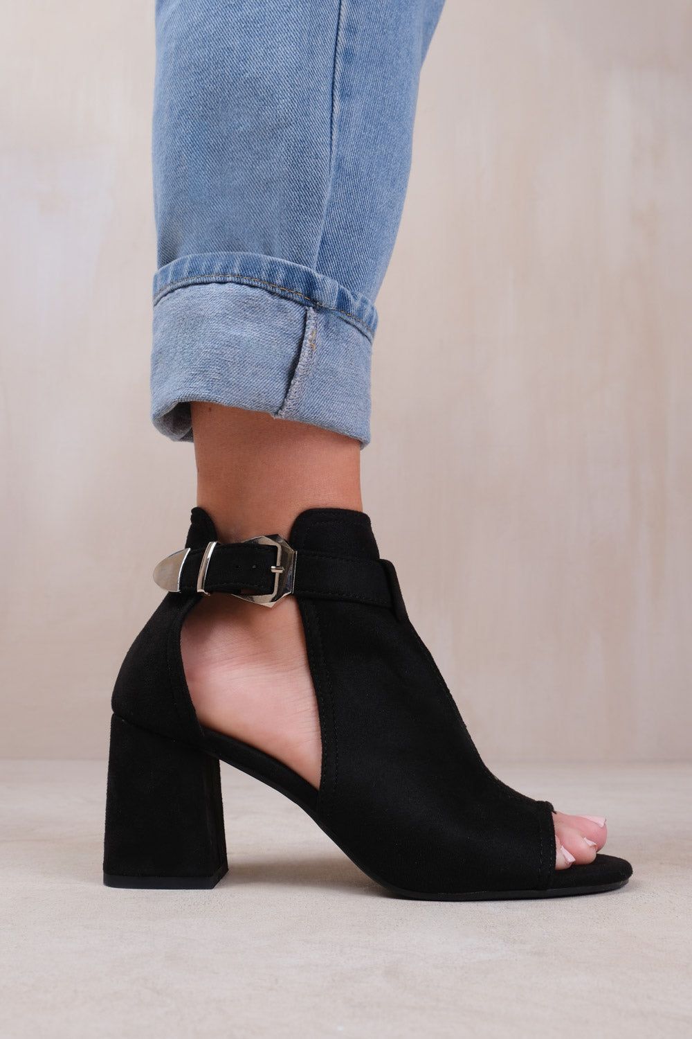 Where's That From 'Lisa' Wide Fit Block Heel With Side Buckle And Open Toe Front image 2