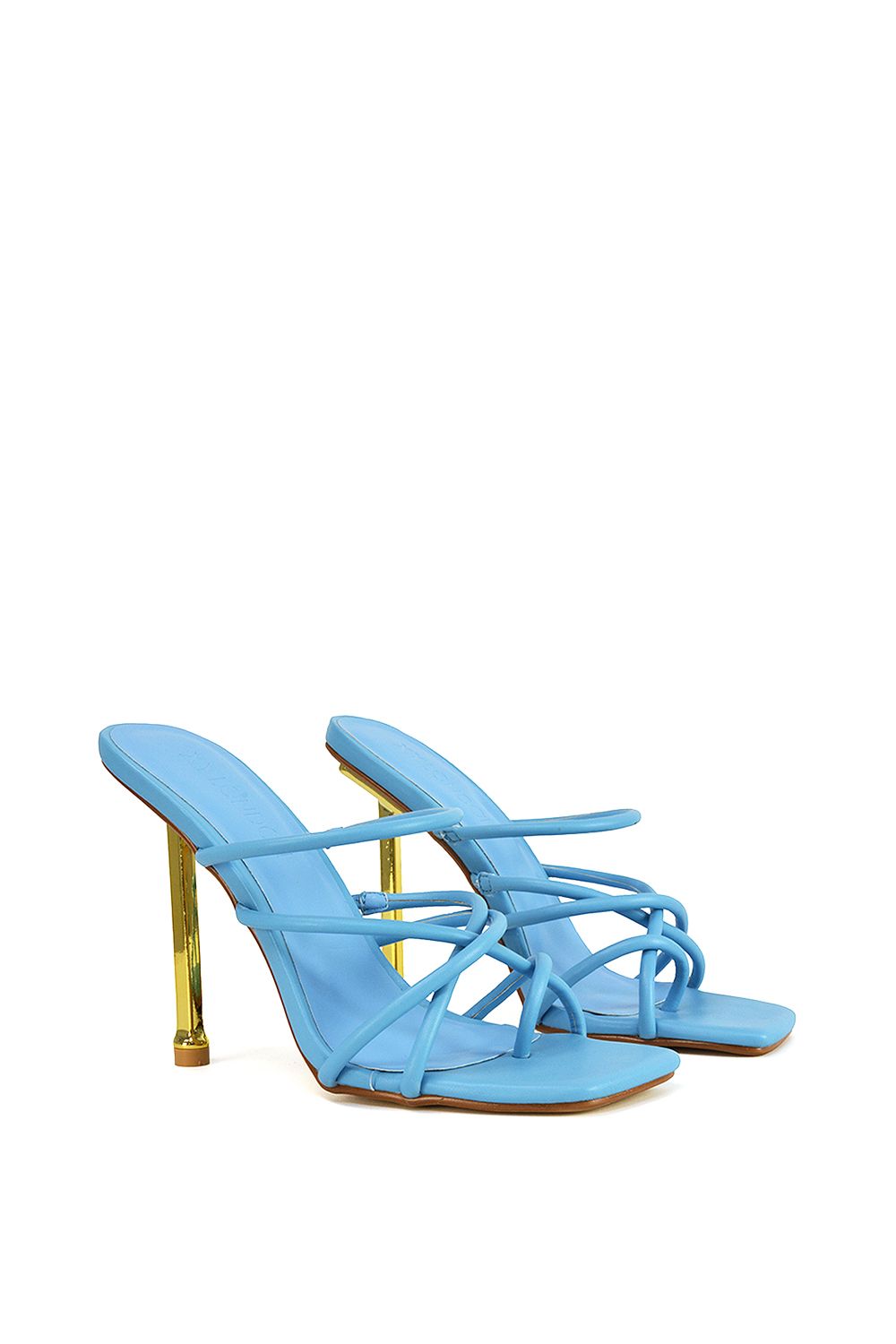 XY London 'Raelynn' Strappy Square Toe Metallic Stiletto High Heels image 2