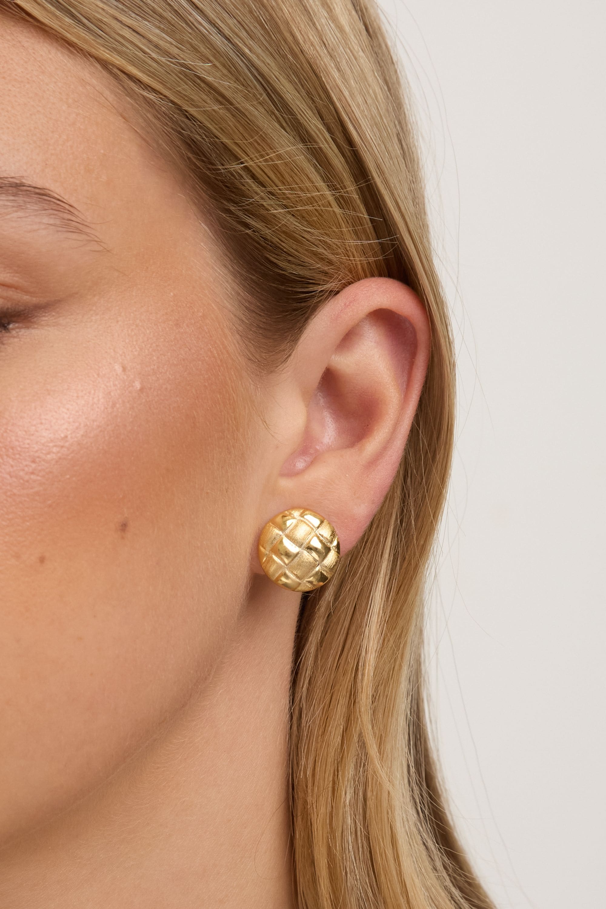 Jon Richard Gold Plated Quilted Brushed Clip Earrings image 2