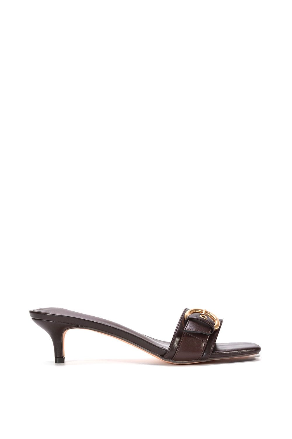 XY London ‘Addison’ Kitten Heel Slip On Mule Sandals With Buckle Detail image 2