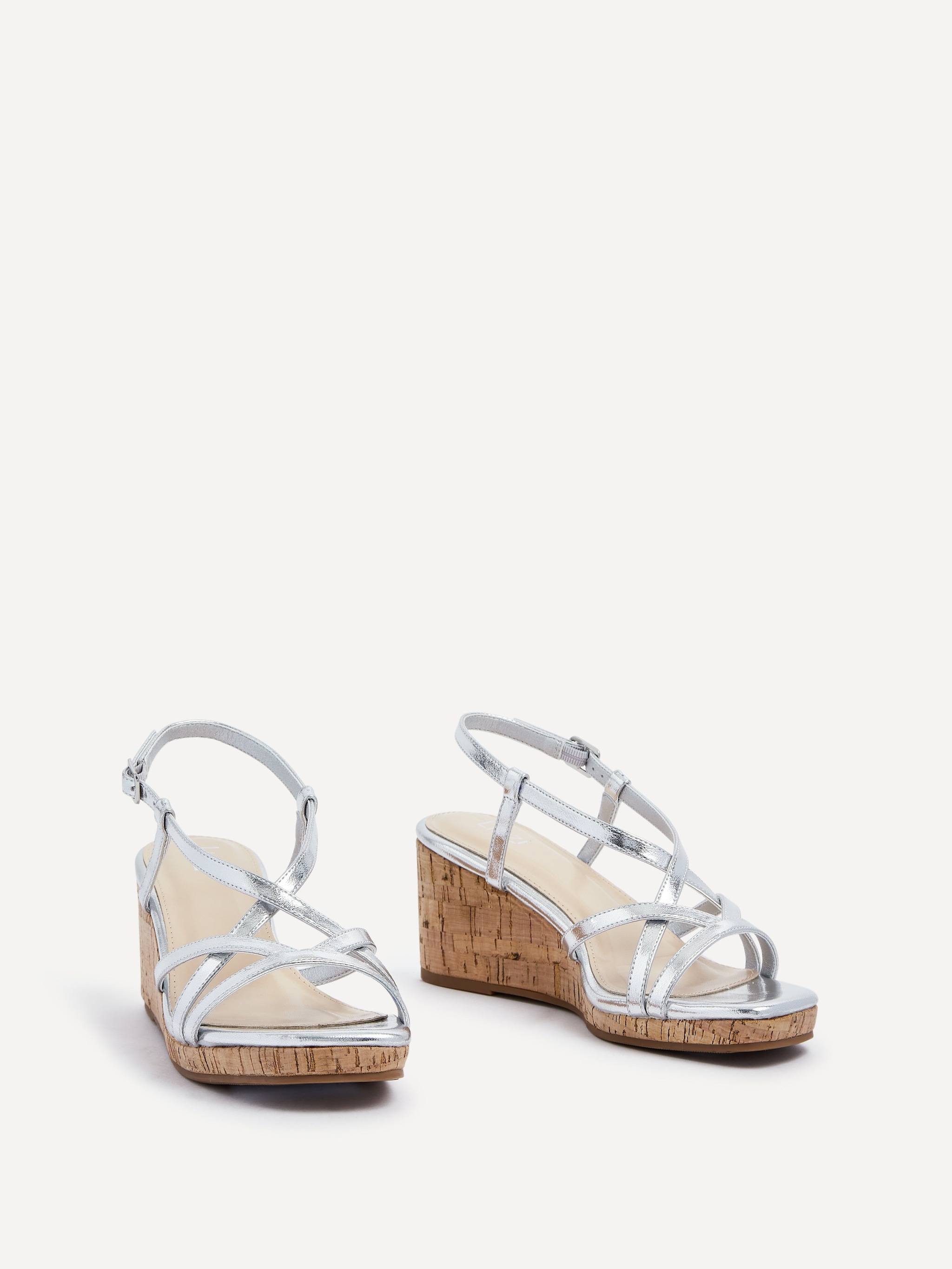 Linzi Safiya Silver Faux Leather Strappy Wedge Sandal image 3