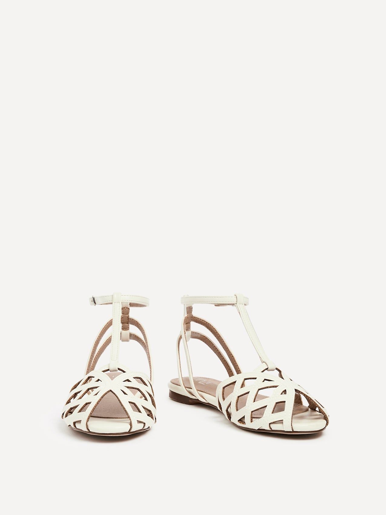 Linzi Santi Ivory Faux Leather Caged Flat Sandal image 3