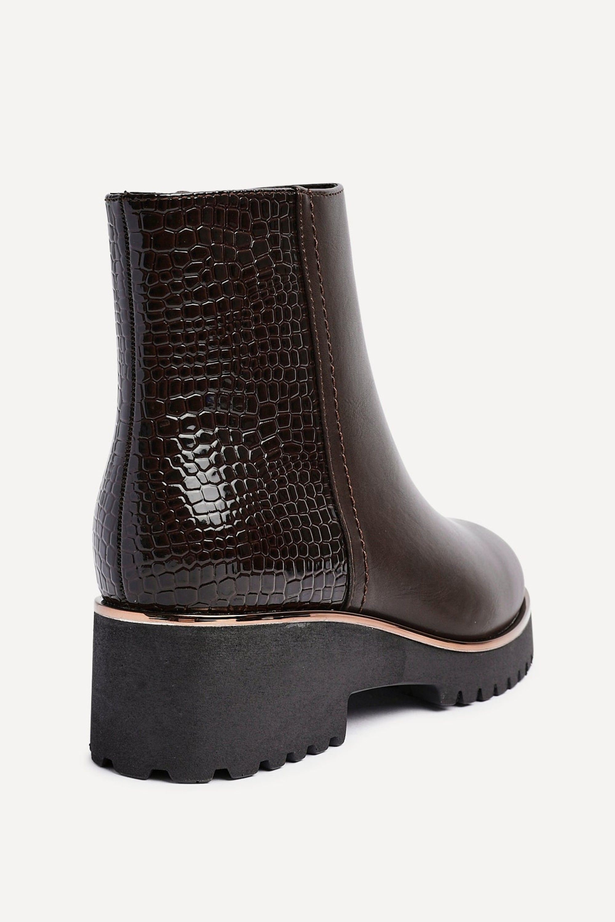 Linzi Navigate Brown Croc Mix Wedge Ankle Boot image 5