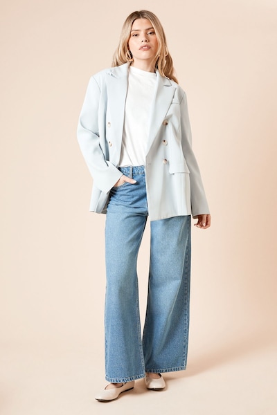 Dorothy Perkins Oversized Double Breasted Blazer Light Blue