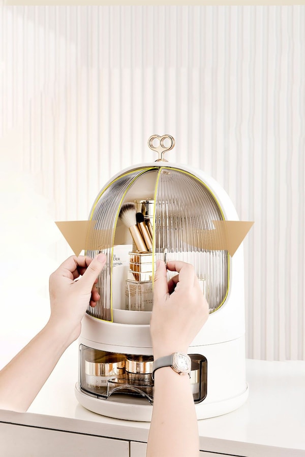 SHEONLY Freestanding Large Rotating Makeup Organizer Storage Box