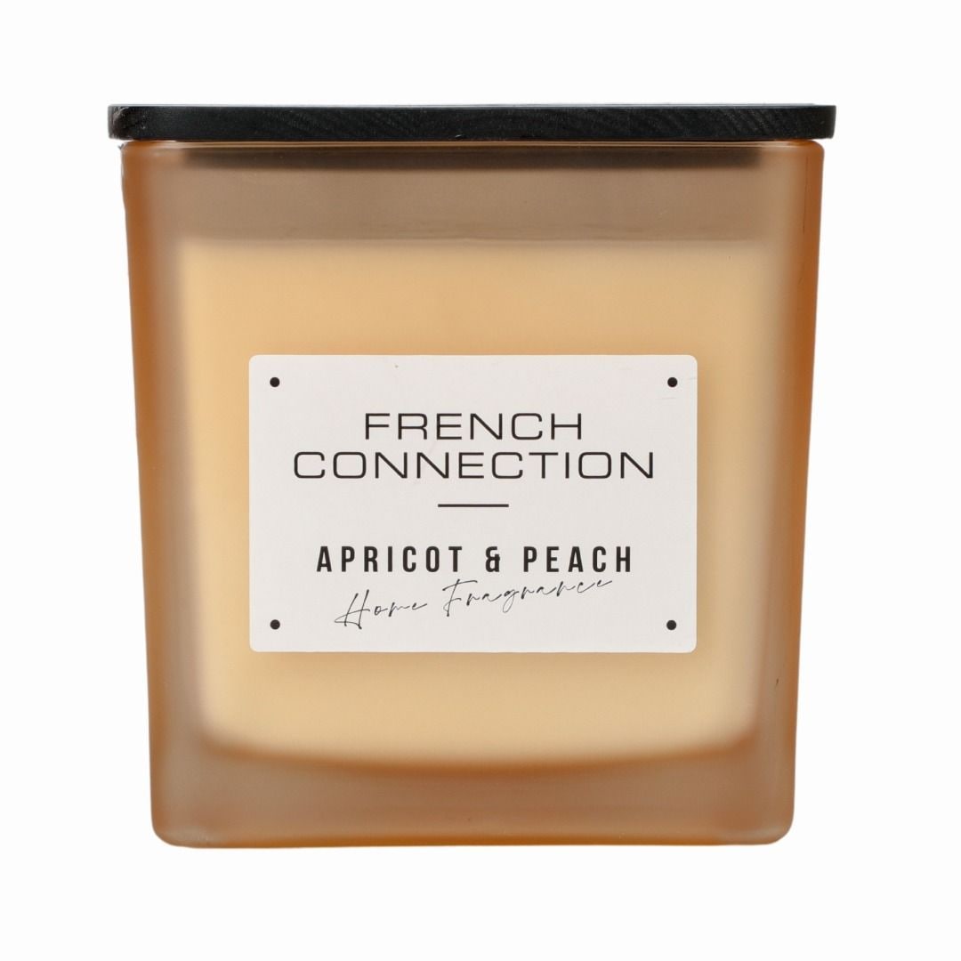 French Connection Square Apricot & Peach Candle Long-Lasting Luxury Gift image 1