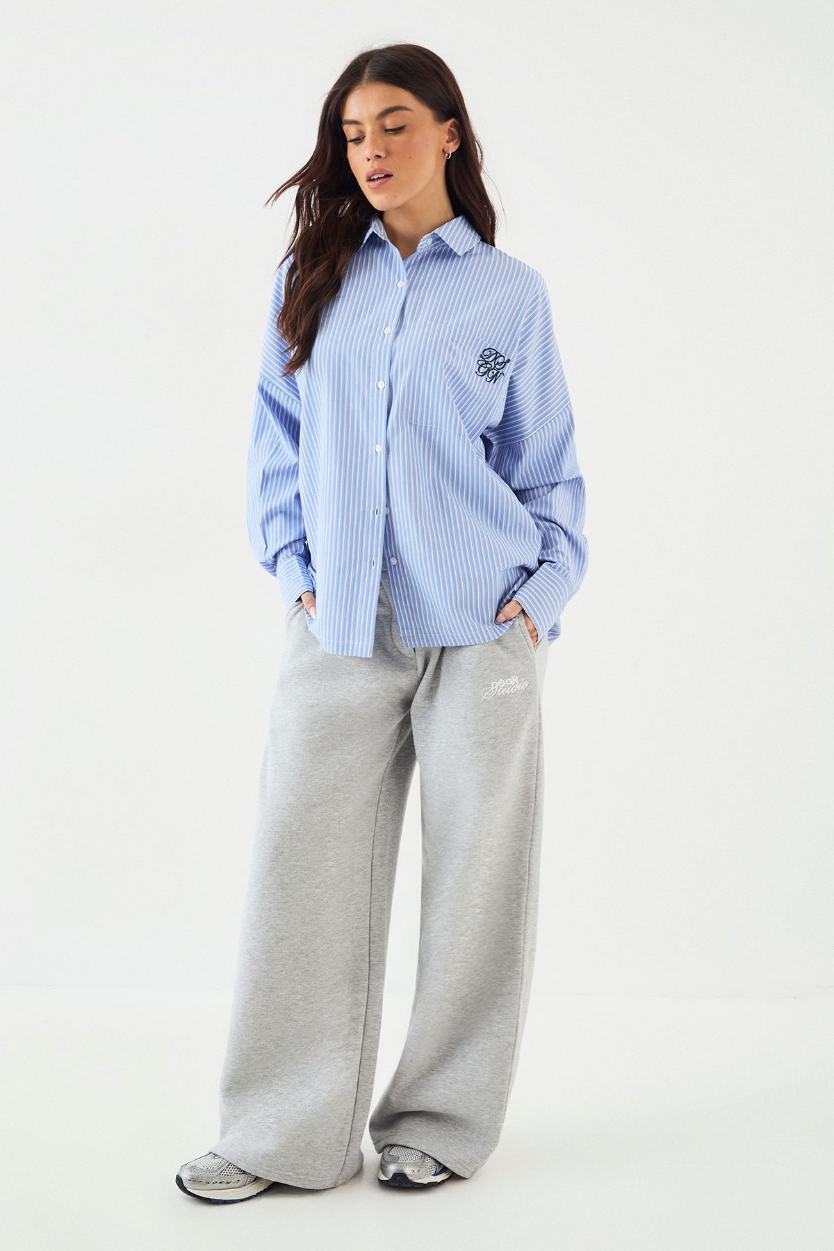 DSGN Studio DSGN Studio Oversized Cotton Poplin Stripe Shirt Blue image 3