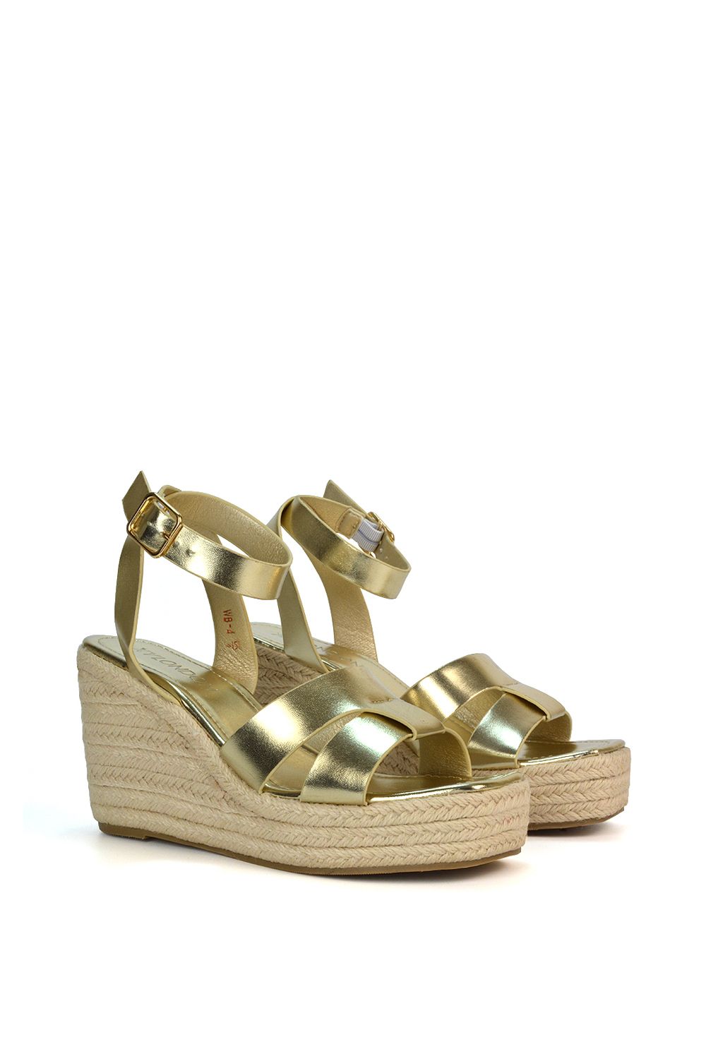 XY London 'Kala' Espadrille Strappy Platform Wedge Heel Sandals With Ankle Strap image 3