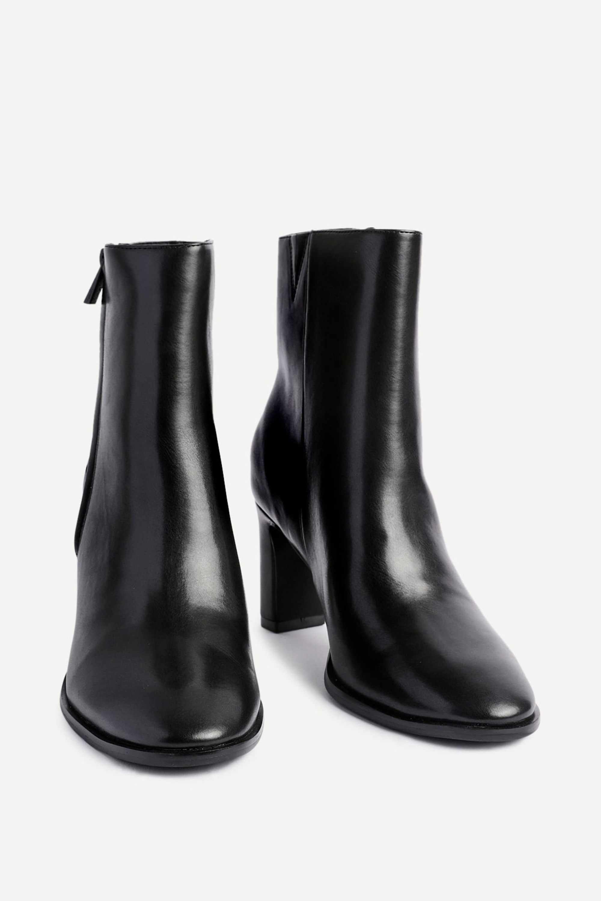 Linzi Jonas Black Faux Leather Block Heel Ankle Boot image 4