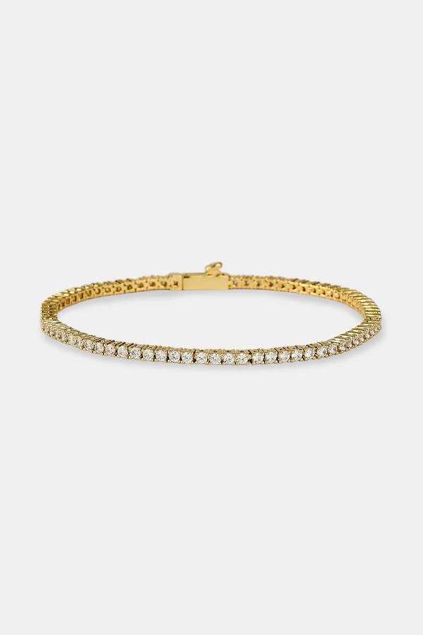 Cernucci Clear CZ Tennis Bracelet - 2mm - Gold