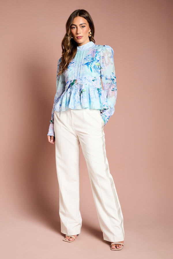 Coast Long Sleeve Pleat Detail Blouse Blue