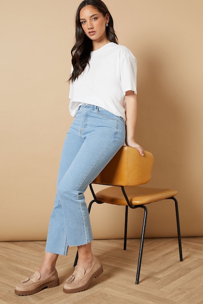 Oasis Barnie Faux Suede Tassel Chunky Loafers Beige