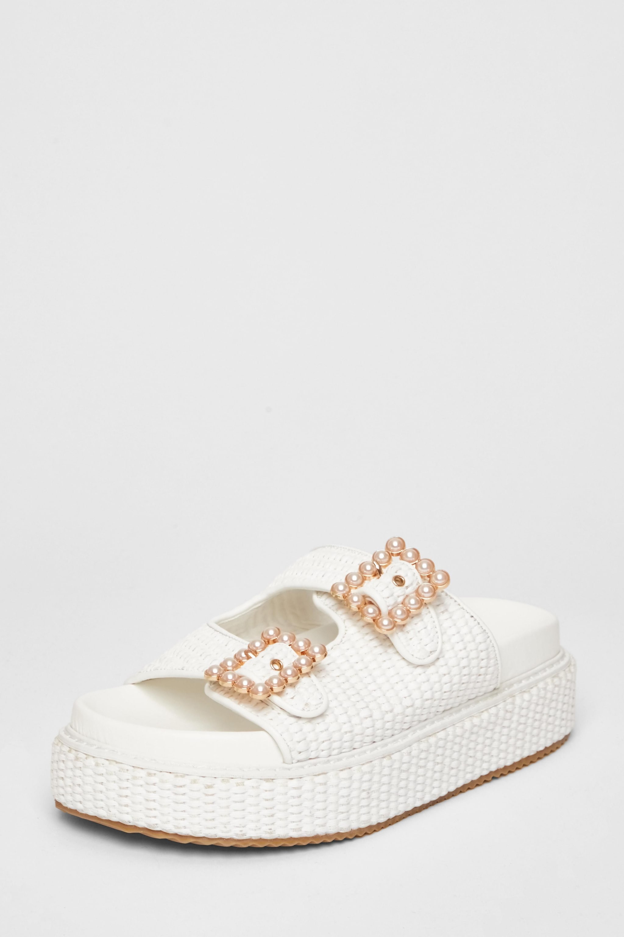 Quiz White Double Buckle Flatform image 1