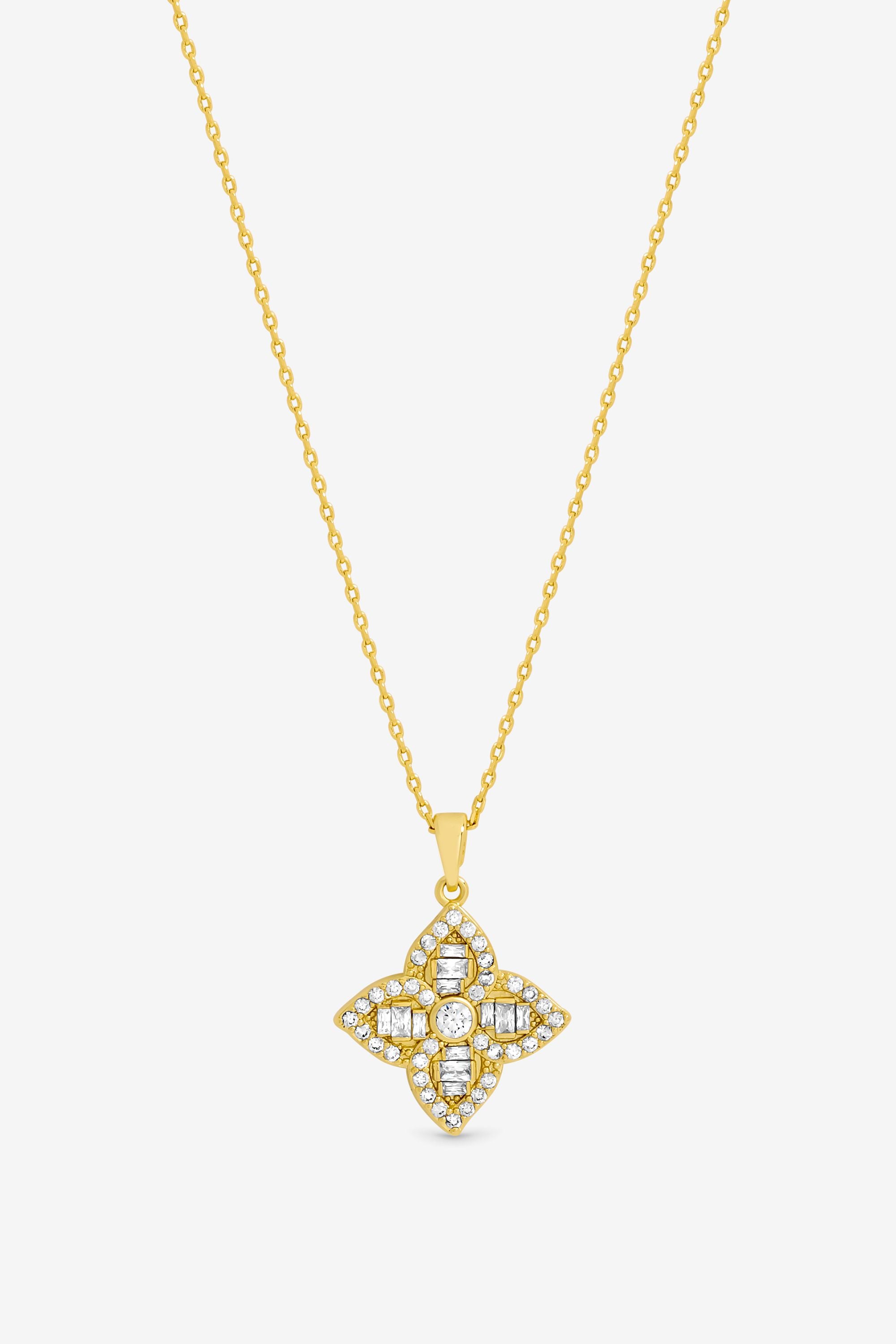 Jon Richard 18K Gold Plated and Crystal Clover Necklace image 1