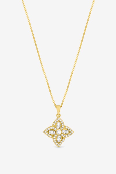 Jon Richard 18K Gold Plated and Crystal Clover Necklace