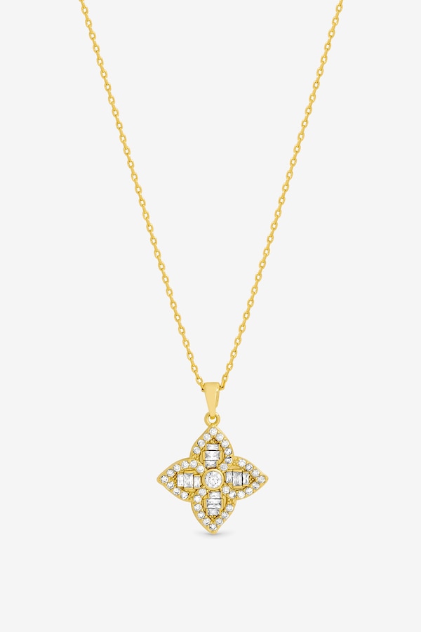 Jon Richard 18K Gold Plated and Crystal Clover Necklace