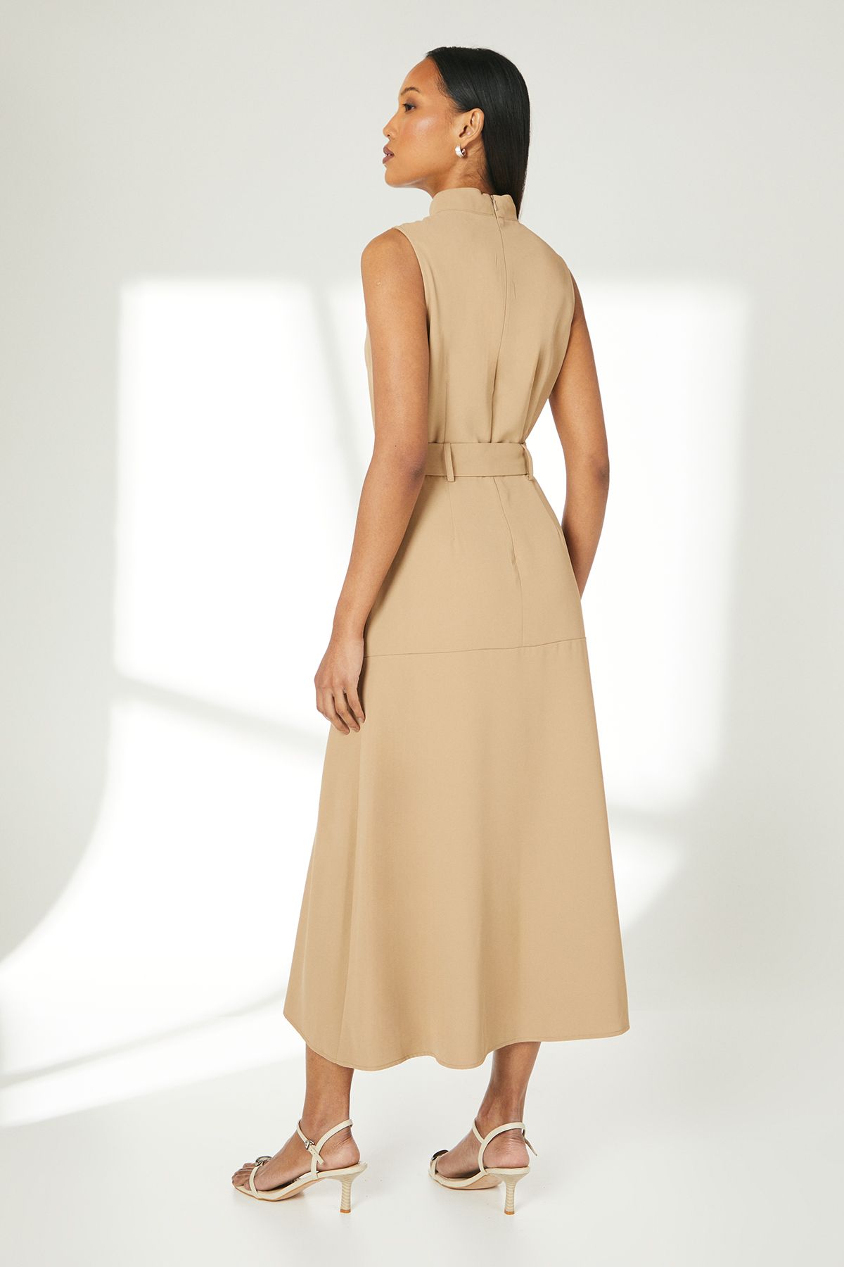 Principles Seam Detail Belted Midi Dress Camel image 4