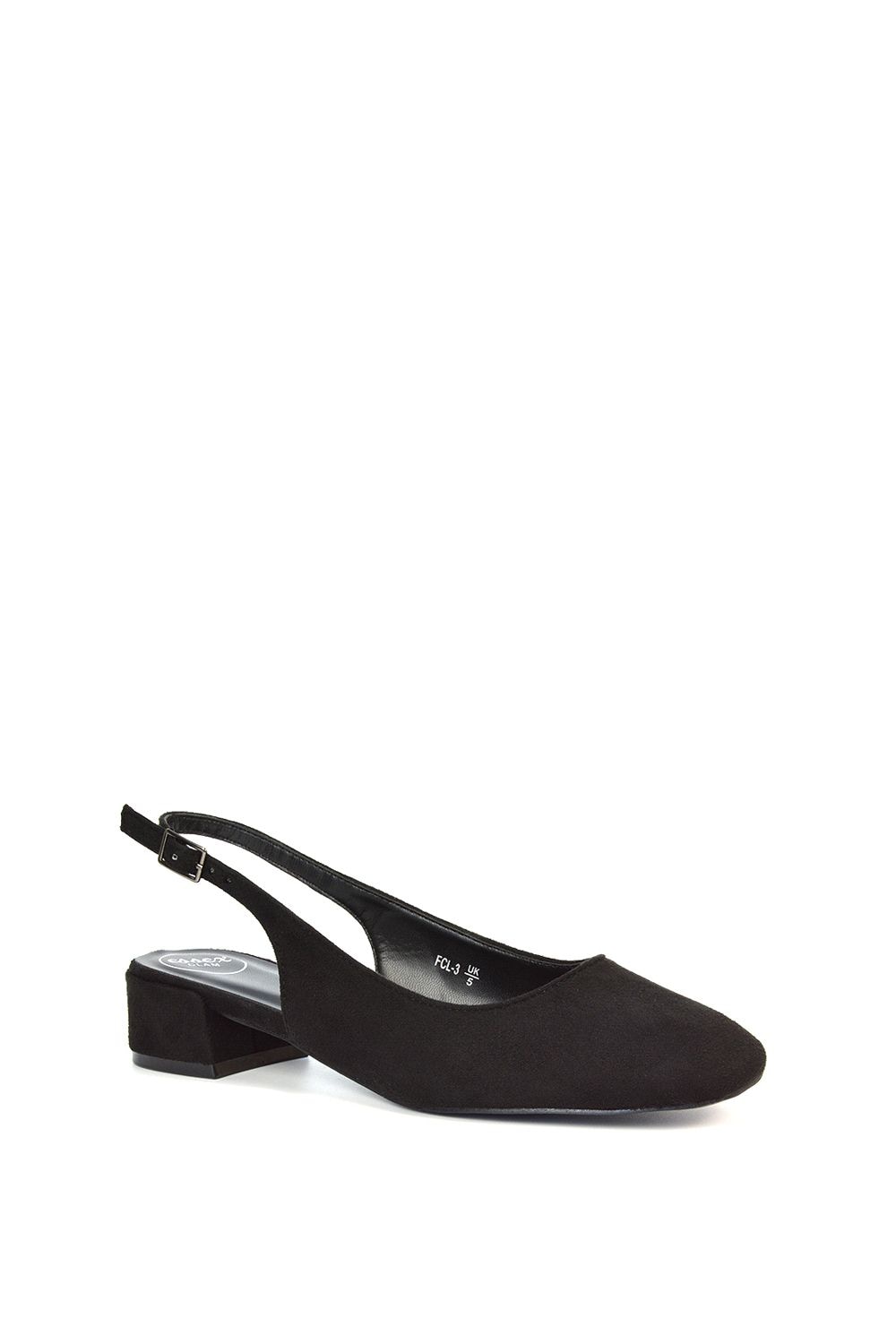 XY London 'Jilly' Square Toe Slingback Low Block Heel Court Shoes image 2