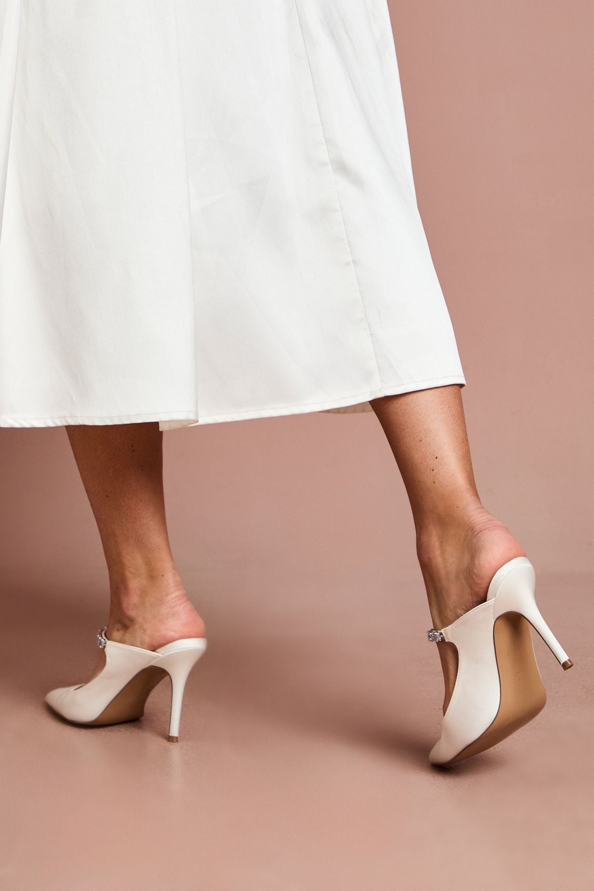 Coast Bridal Patricia Satin Diamante Maryjane Stiletto Open Back Court White image 4