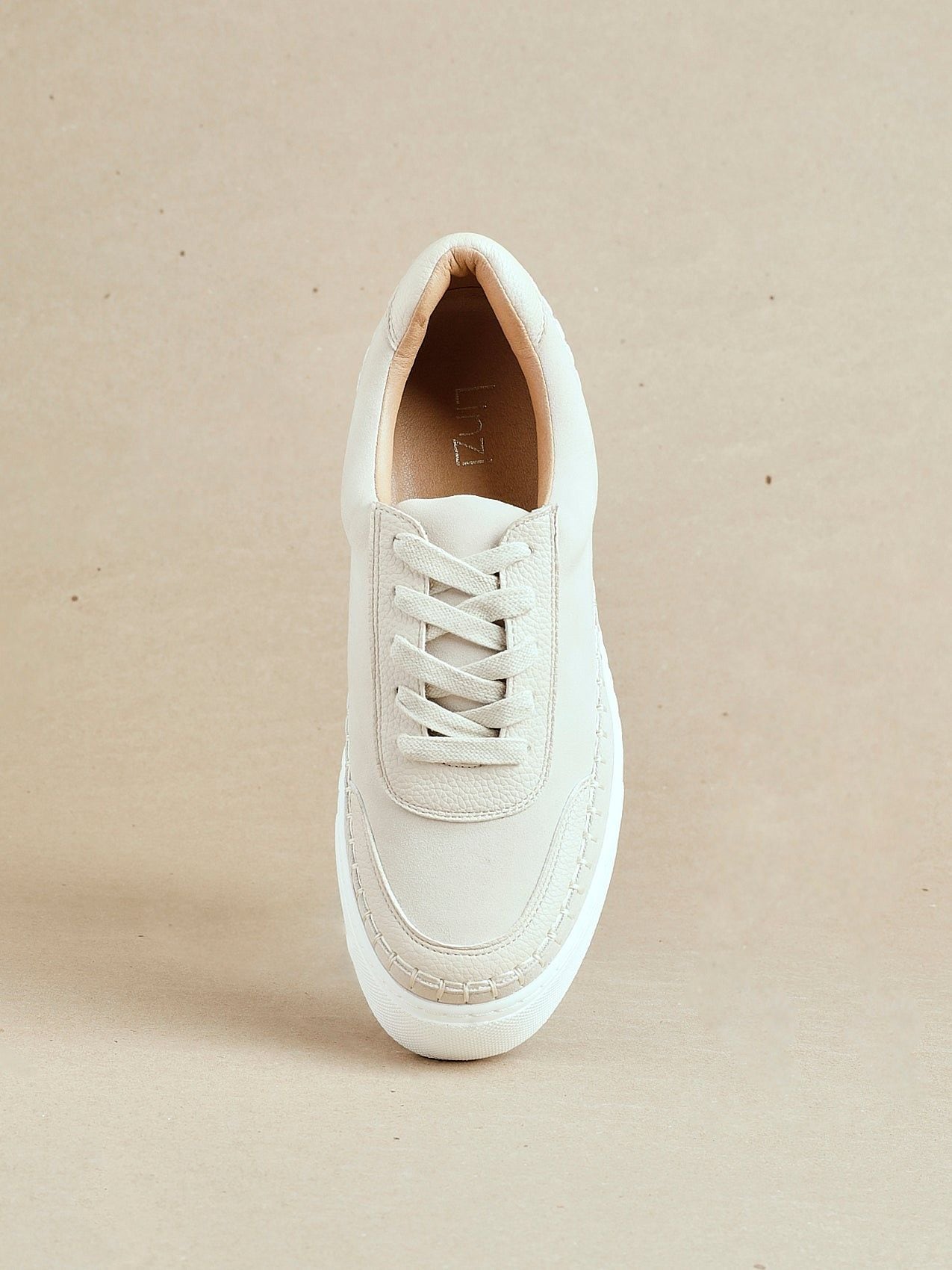 Linzi Harlem Nude Faux Suede And Leather Mix Platform Trainer image 2