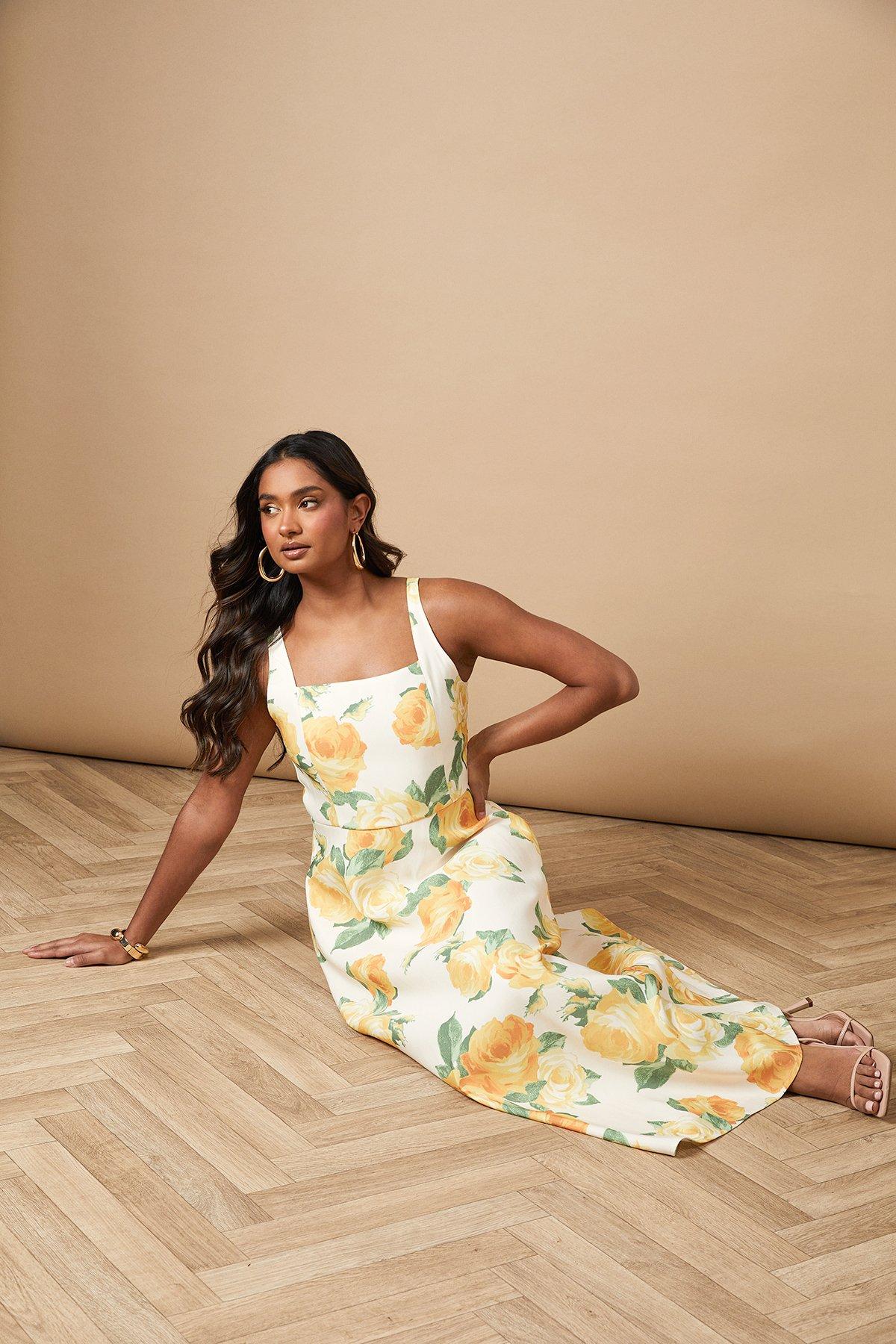 Oasis Floral Square Neck Maxi Dress Ivory image 2