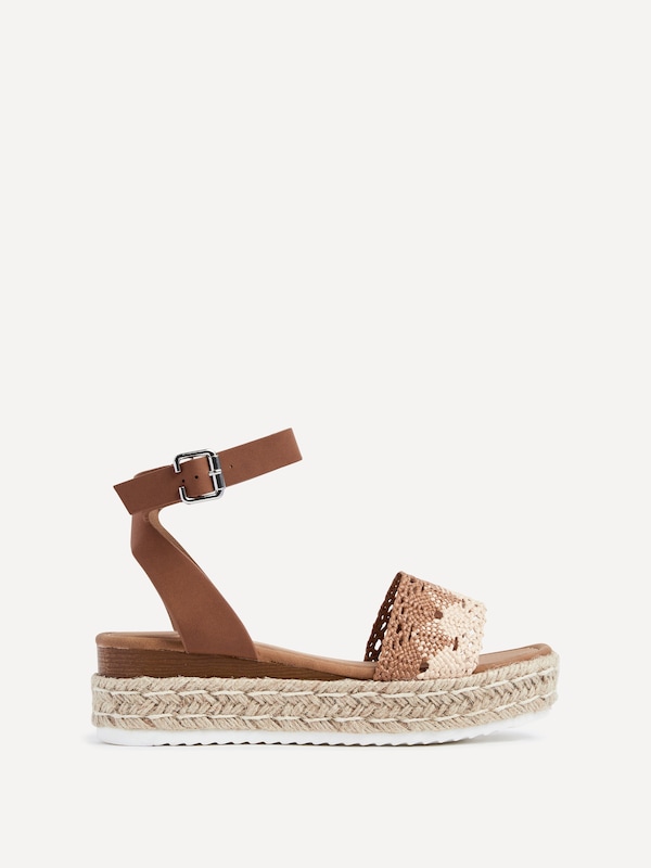 Linzi Harbour Tan Faux Nubuck Flatform Sandal