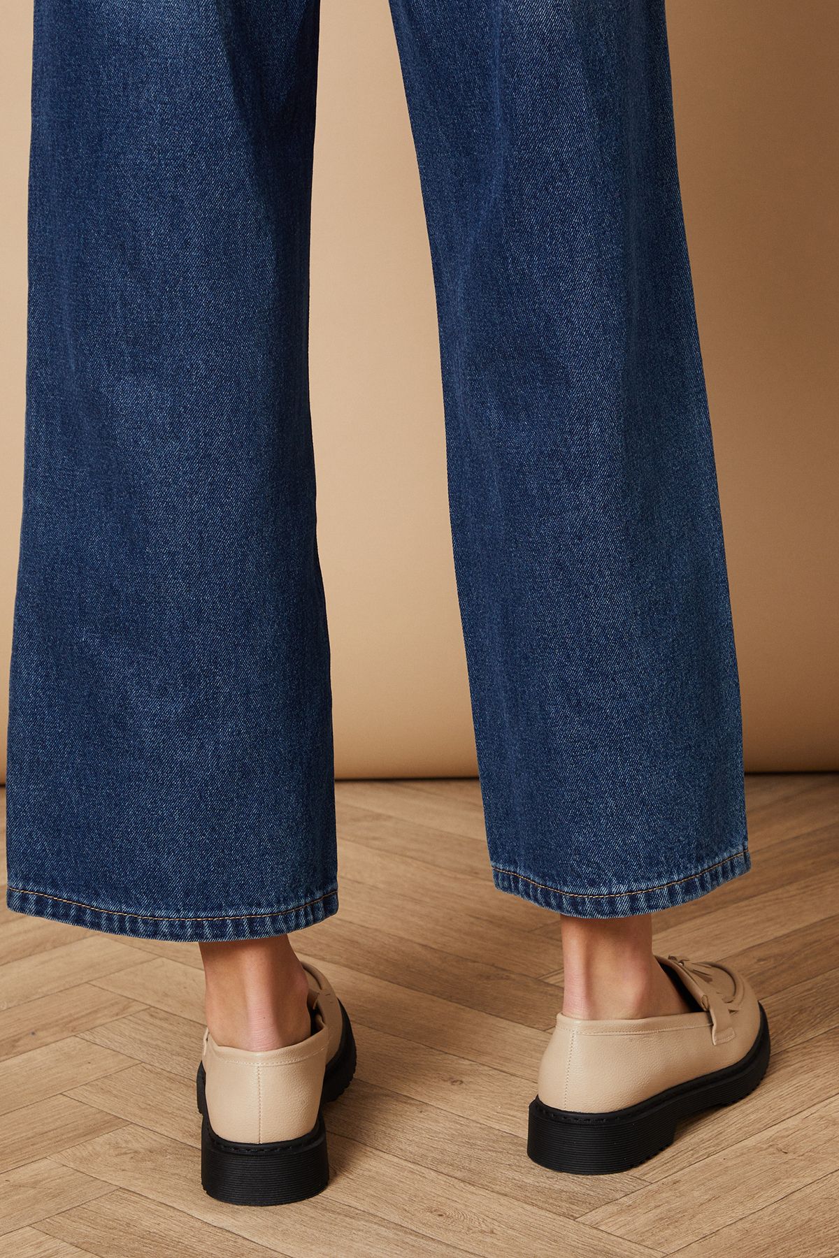 Oasis Lucinda Faux Leather Tassel Chunky Loafers Beige image 3