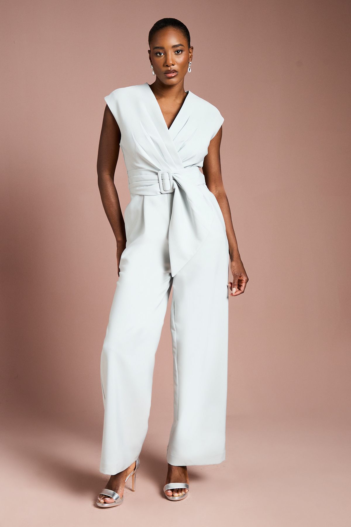 Coast Belted Crepe Jumpsuit Sage image 1