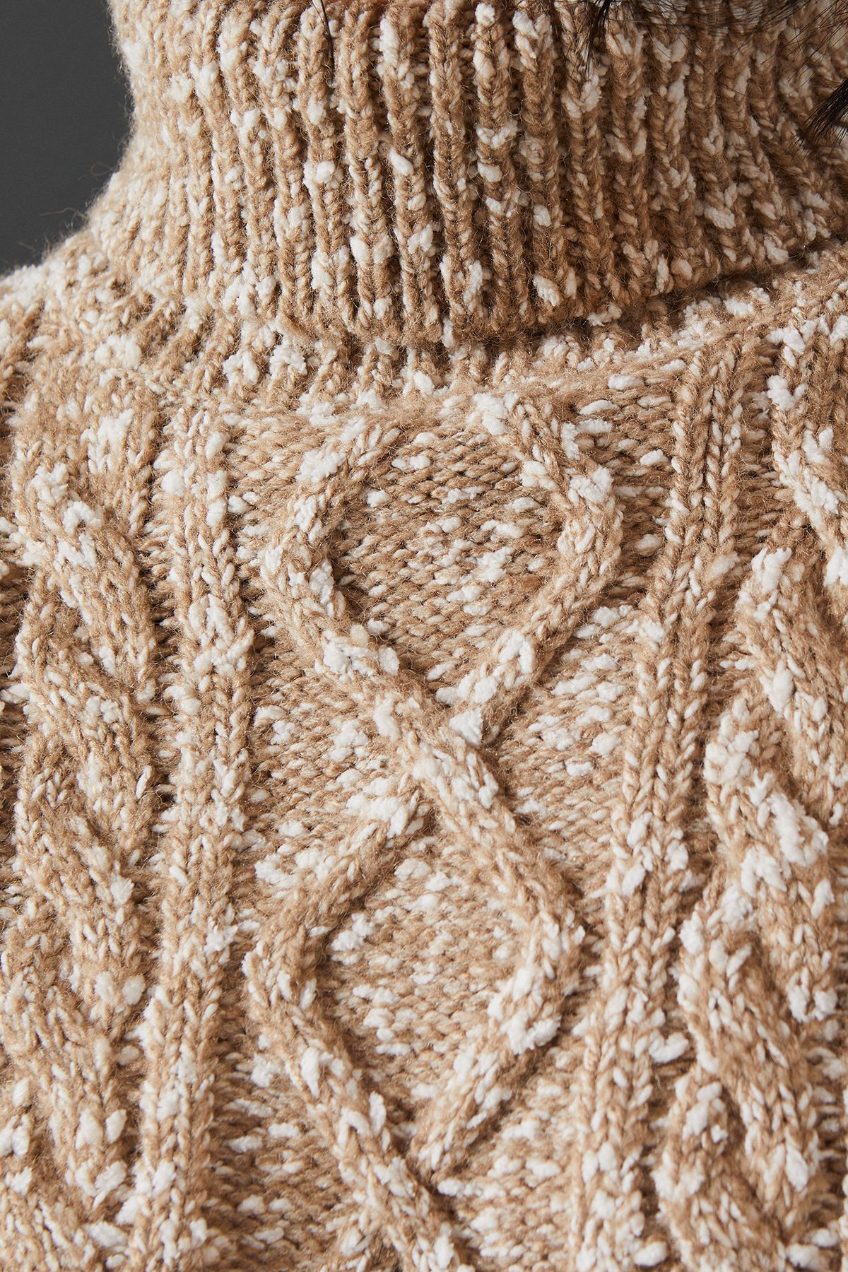 Warehouse Cable Knit Roll Neck Jumper Camel image 5