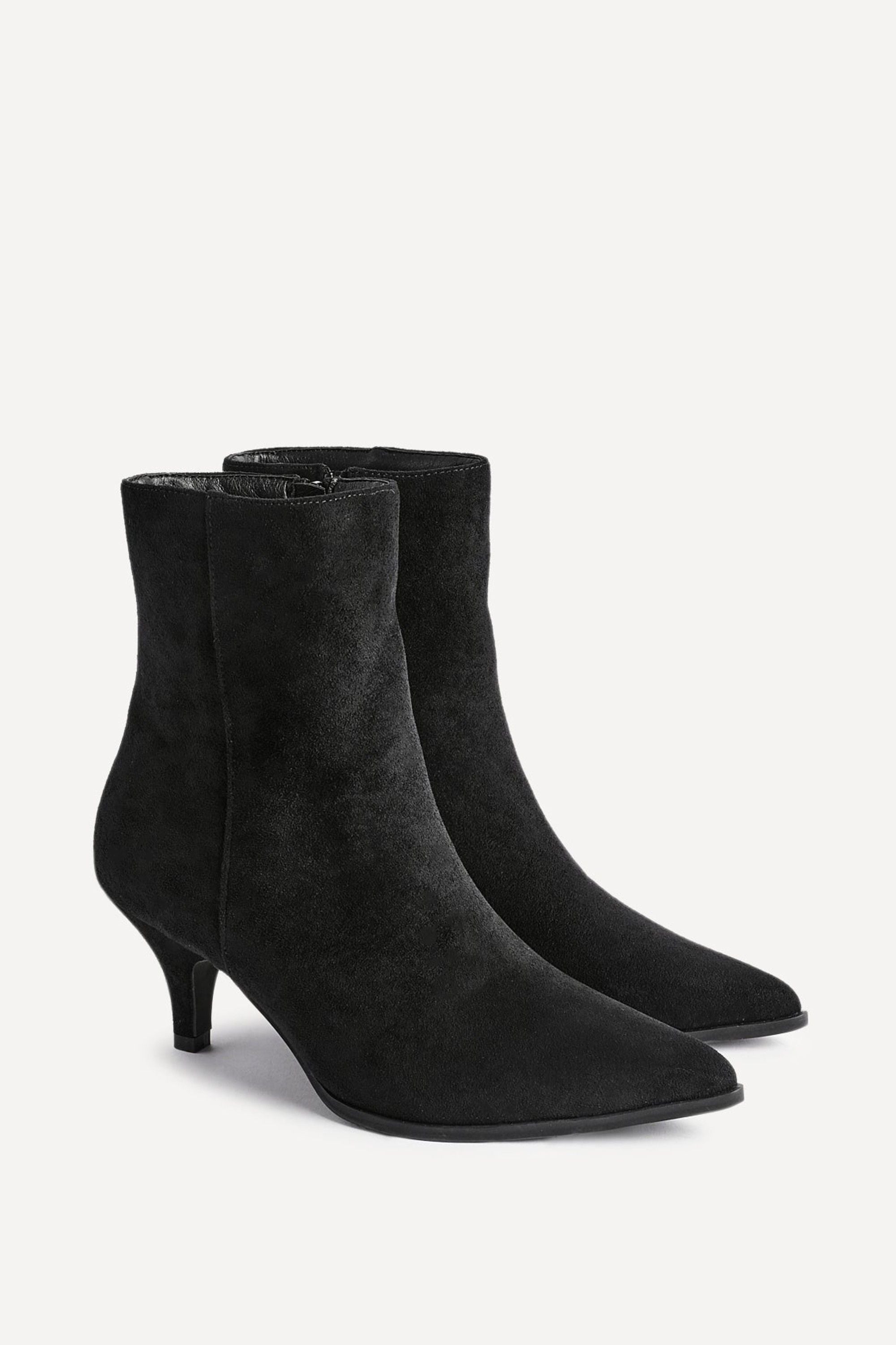 Linzi Pursuit Black Faux Suede Heeled Pointed Ankle Boot image 5