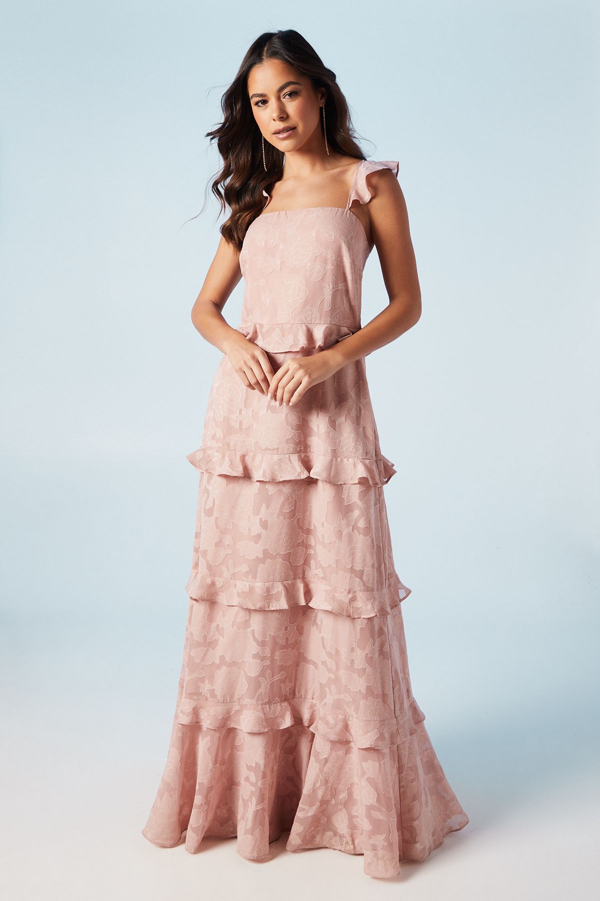 Oasis Rose Georgette Square Neck Bridesmaid Dress Blush image 1