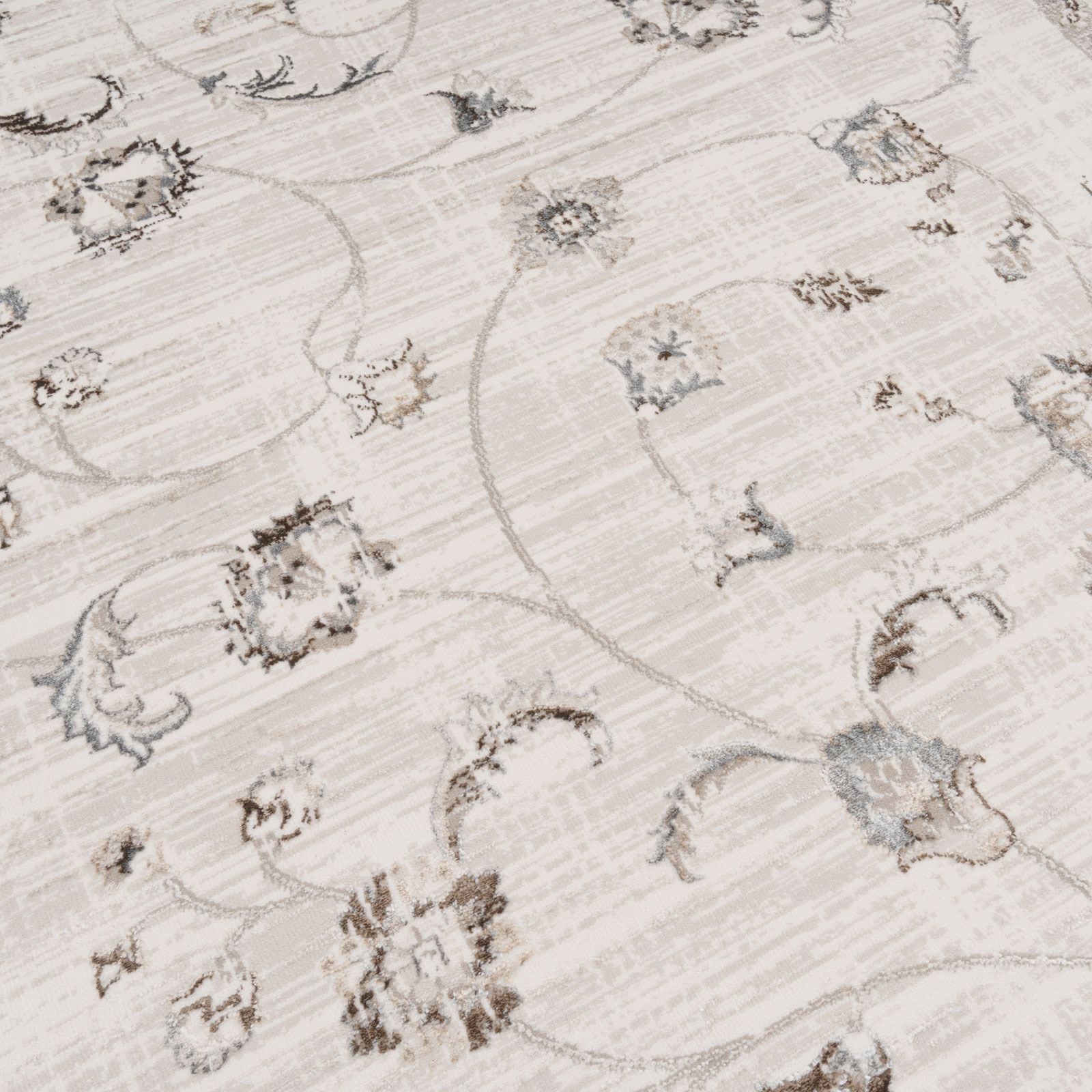 Kukoon Beige Distressed Floral Bordered Luxury Sheen Rug image 2