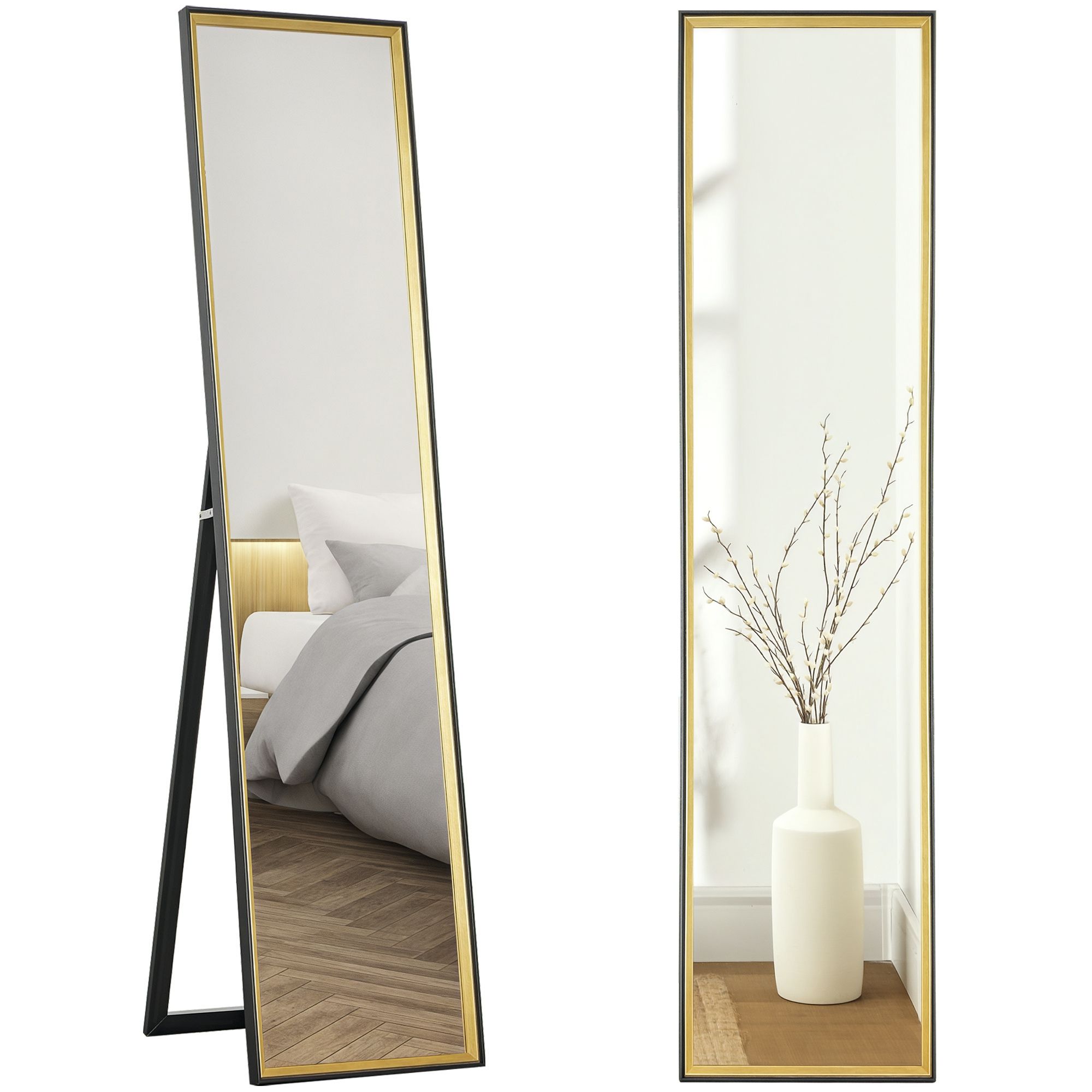 HOMCOM Full Length Mirror Wall Mount Leaning Standing Mirror, Black image 2