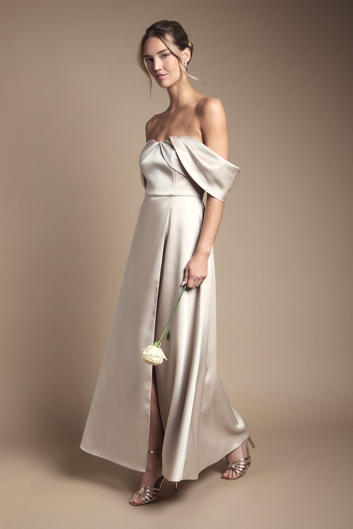 Coast Bandeau Wrap Skirt Maxi Bridesmaid Dress Champagne image 1