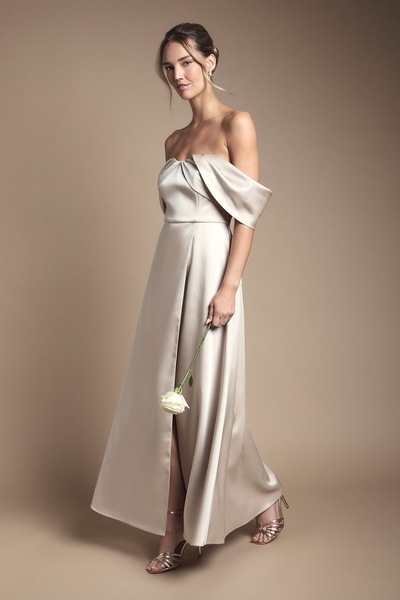 Coast Bandeau Wrap Skirt Maxi Bridesmaid Dress Champagne