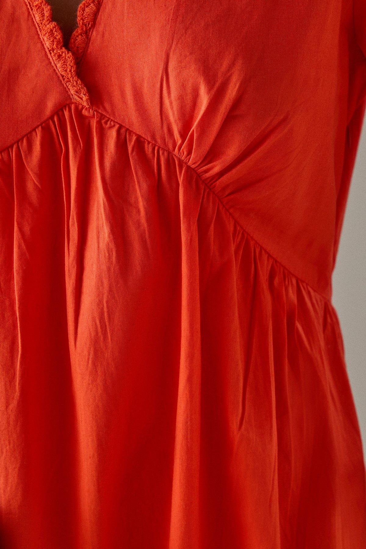 Warehouse Poplin Whipstitch Trim Midi Smock Dress Red image 5