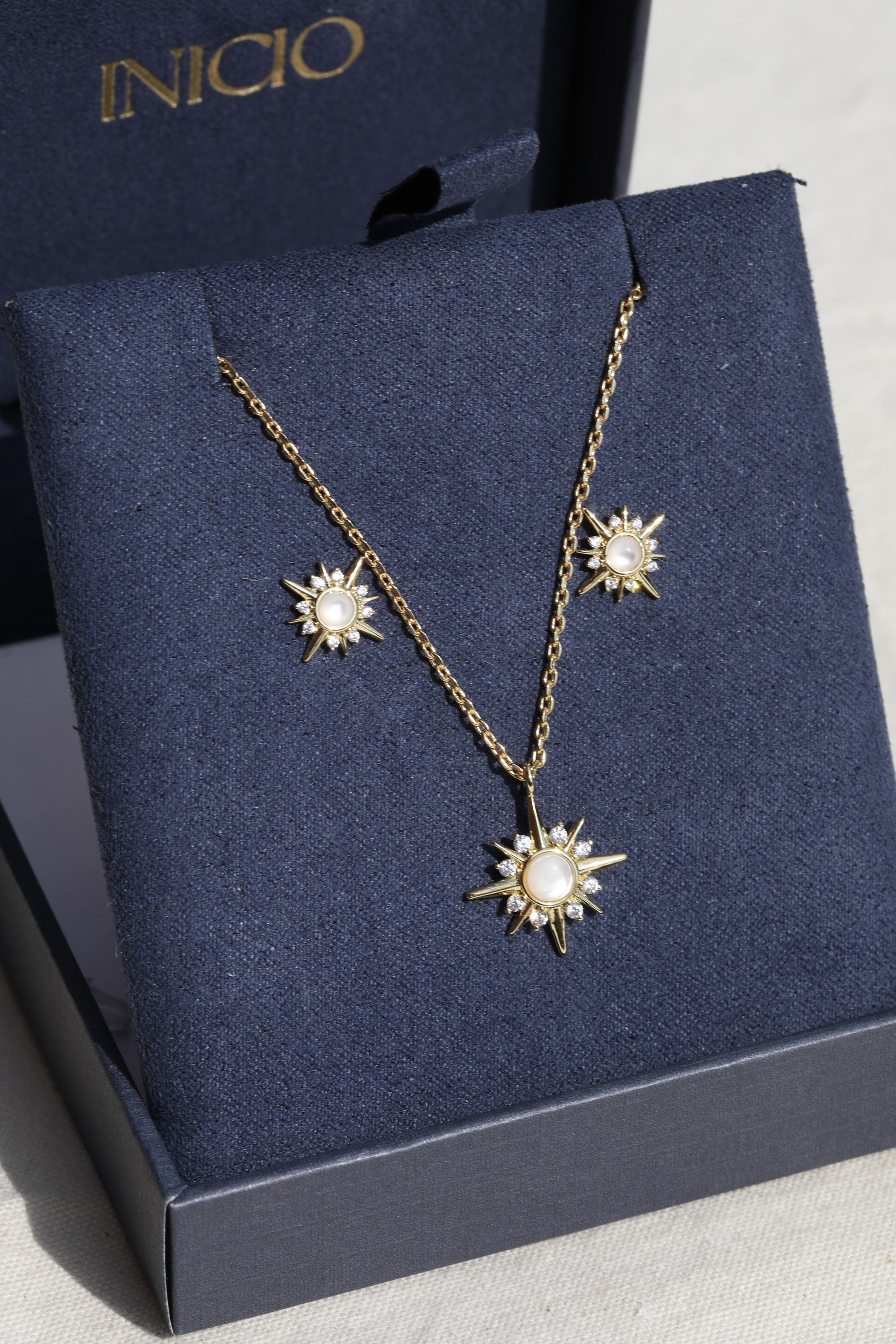 Inicio 14K Gold Plated Cubic Zirconia Star Set - Gift Box image 4
