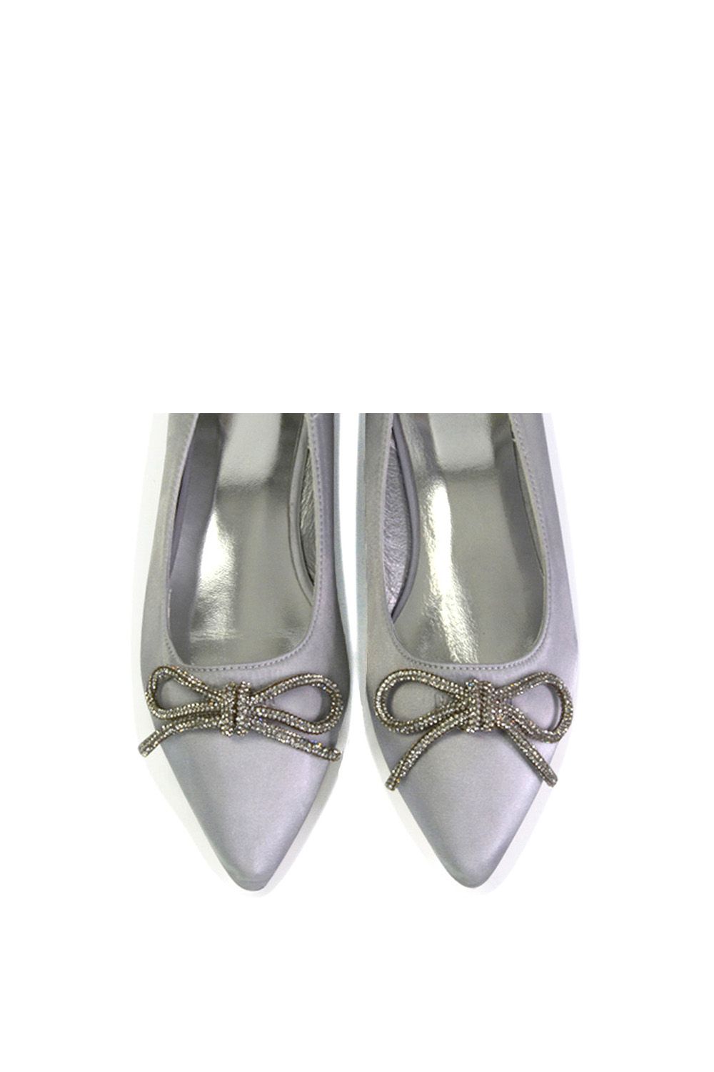 XY London 'Blossom' Diamante Bow Detail Pointed Toe Ballerina Pumps image 3