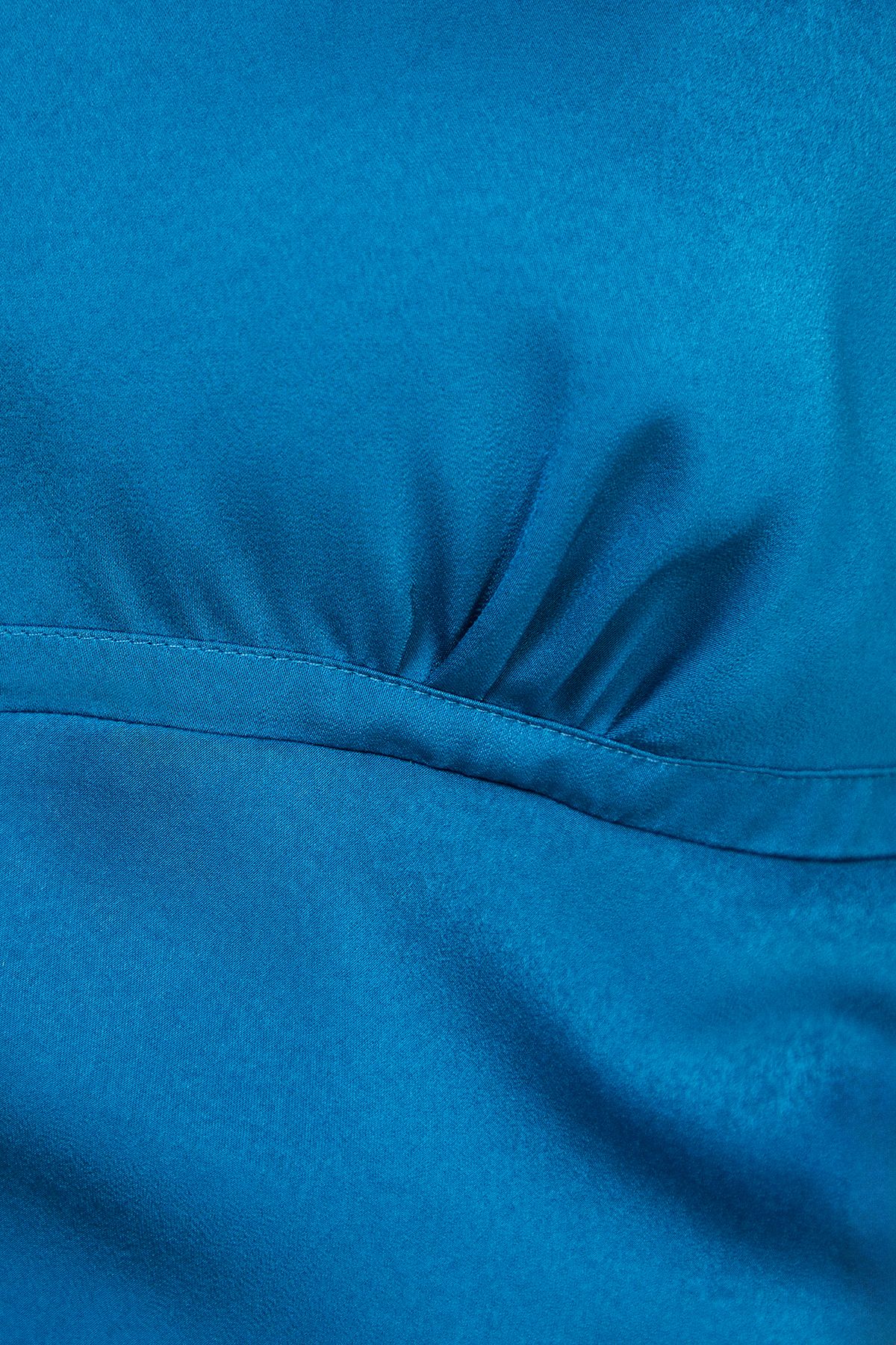 Warehouse Satin Tie Bust Seam Strappy Midi Slip Dress Blue image 5