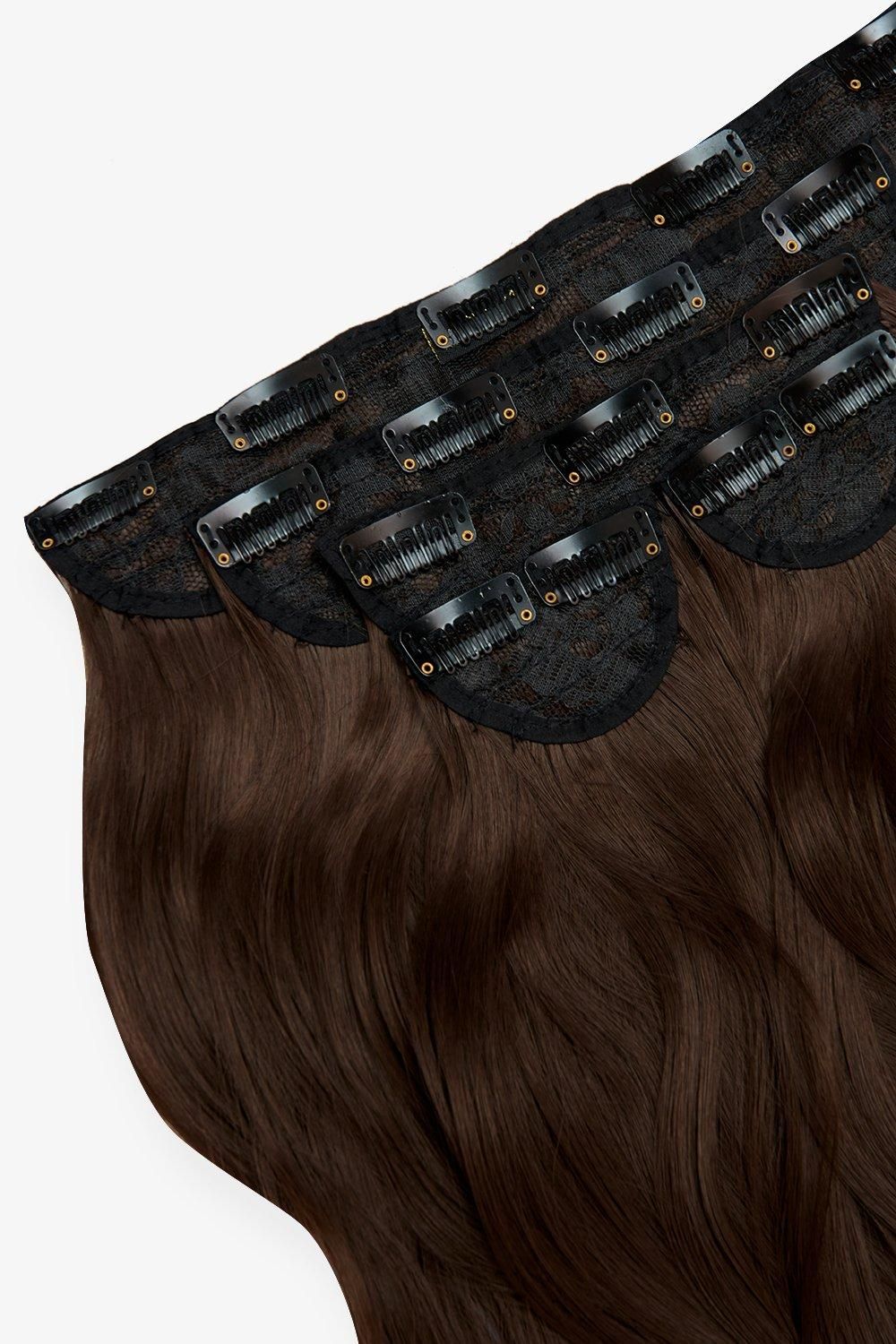 Lullabellz Super Thick 16" 5 Piece Blow Dry Wavy Clip In Extensions Choc Brown image 2