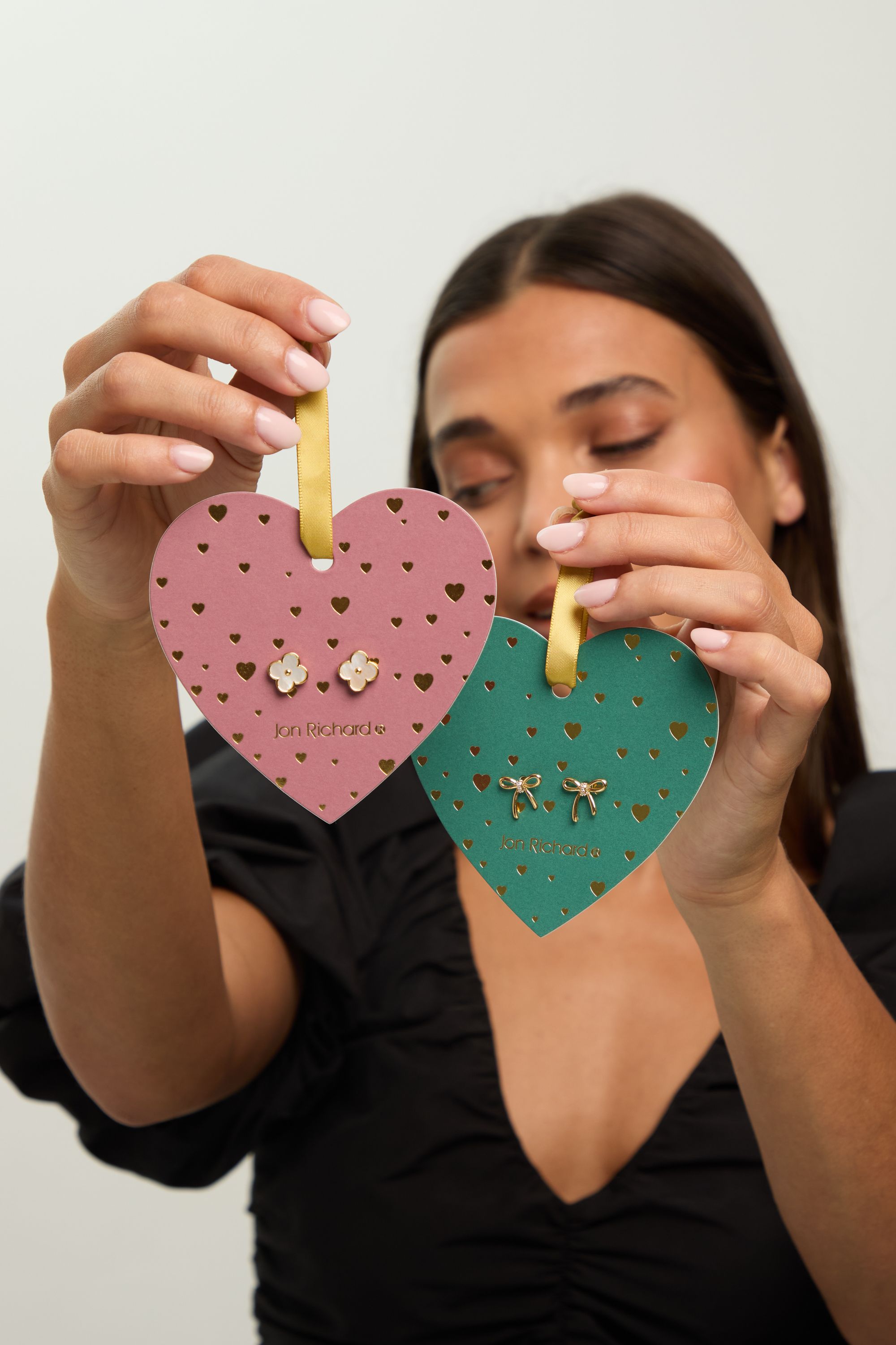 Jon Richard 18K Gold Plated Bow Earrings - Hanging Heart image 4