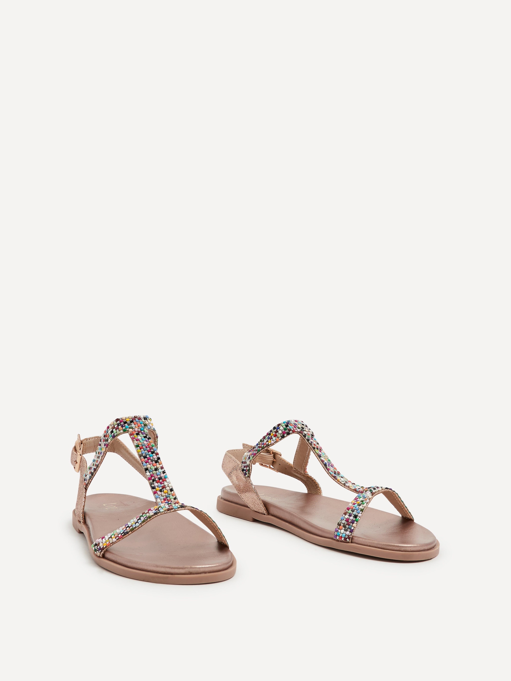 Linzi Aubrey Rose Gold T-Bar Flat Sandal image 3