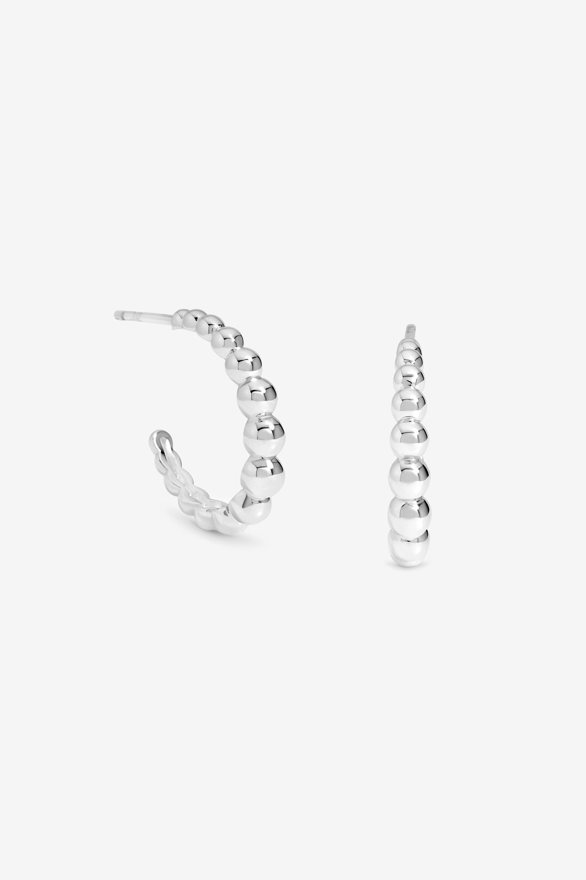 Simply Silver Sterling Silver 925 Polished Textured Orb Hoop Earrings image 1